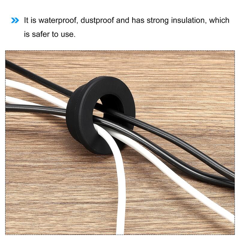 T Shape Rubber Grommet 0.55 Inch OD 0.24 Inch ID Seal for Cable Pack of 6 - Black