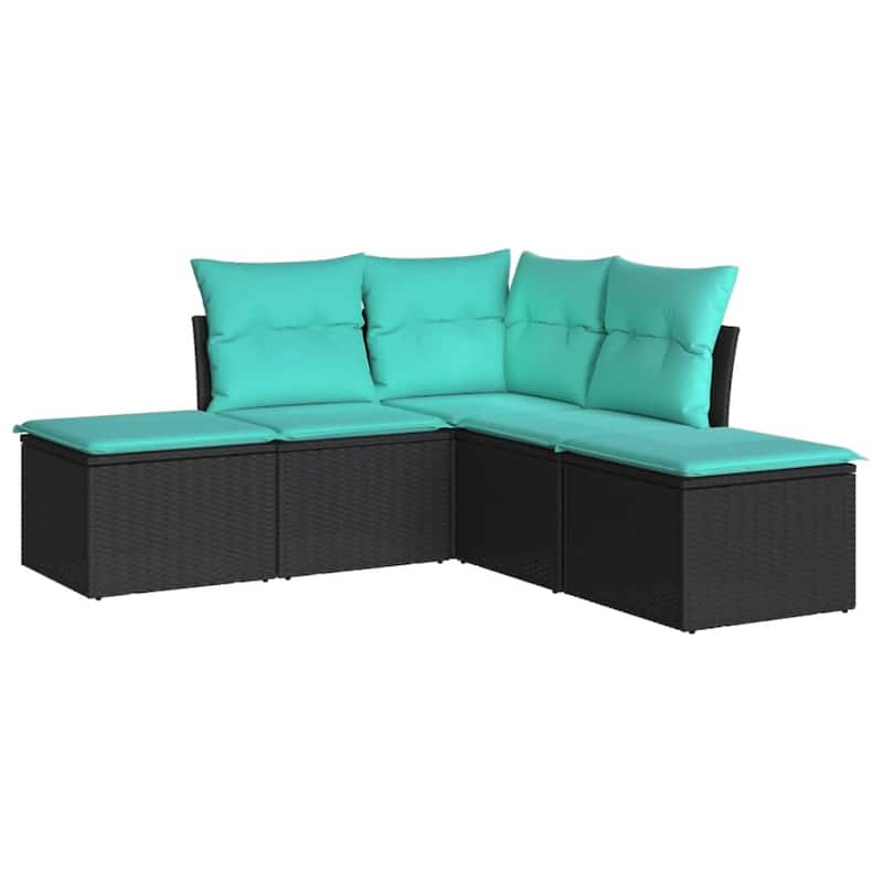 vidaXL Garden Sofa Set Black - 21.7 x 21.7 x 14.6