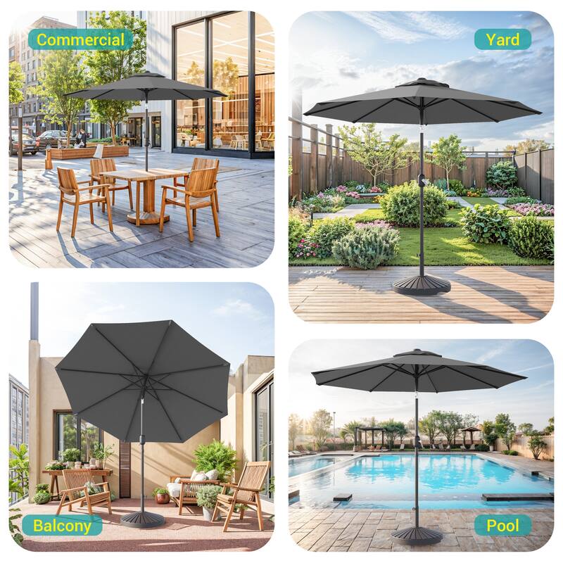 BONOSUKI LED Patio 9Ft Market Umbrella,Outside Deck Table Umbrella