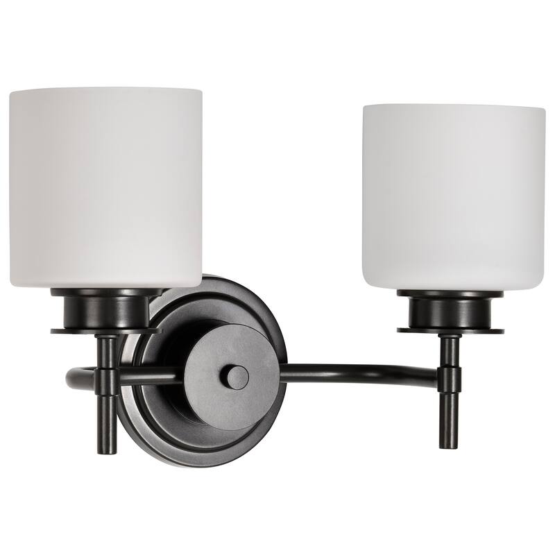 Warren 2 Light Vanity Gun Metal with Satin White Glass - Gun Metal