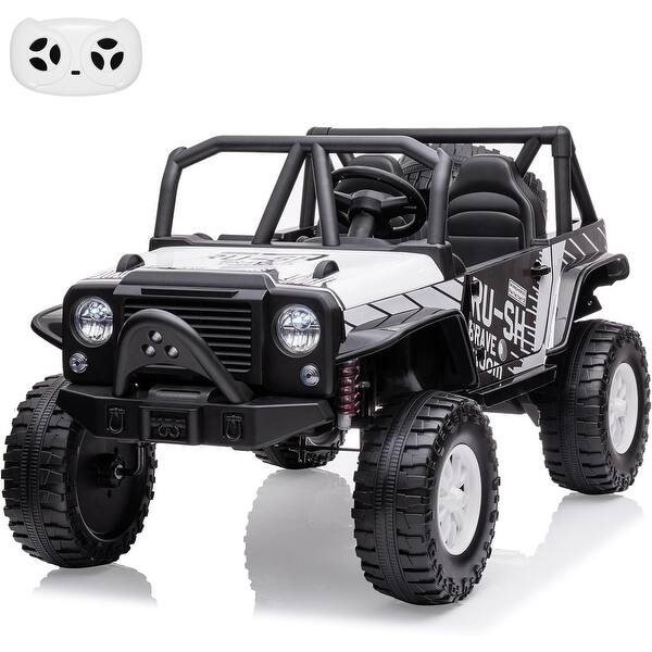 slide 2 of 20, 24V 2 Seater Ride On Truck Car, 19" Extra Wide Seat, Led Lights White