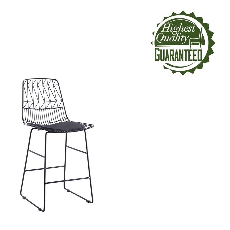 Porthos Home Asa Geometric Metal Counter Stools with PU Leather Seat Pad, Set of 2