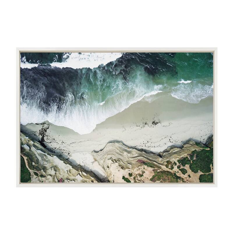 Kate and Laurel Sylvie La Jolla Curves Framed Canvas by Rachel Bolgov - 23x33 - Plastic - White