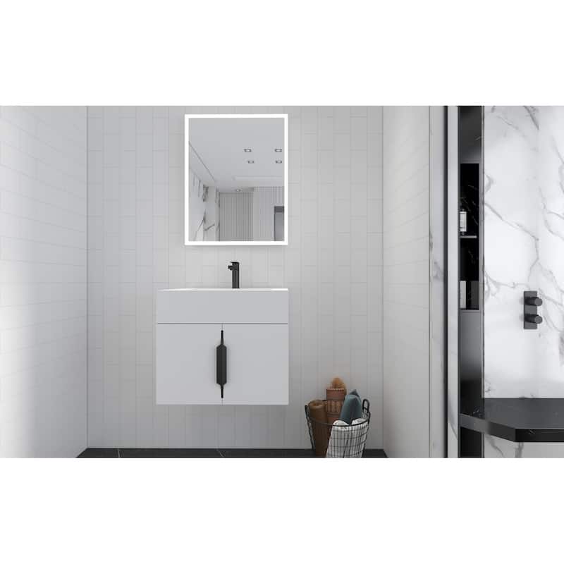 Nile 24-Inch Wall Mounted Bathroom Vanity Set w/ White Top