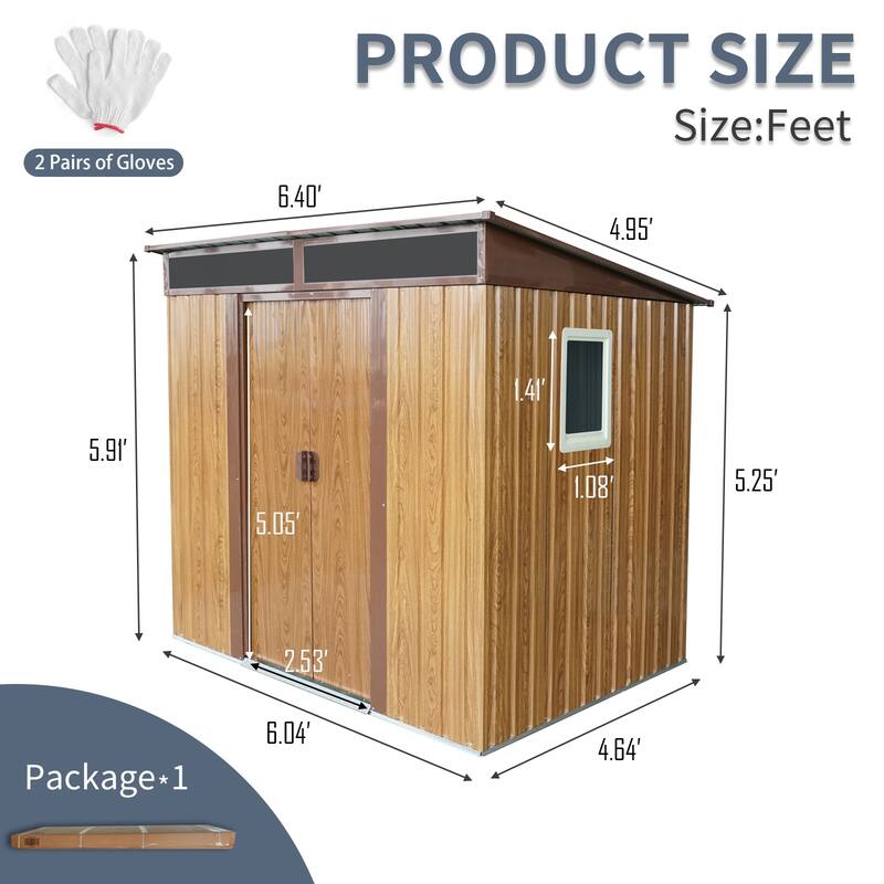 Outdoor Rust-proof Metal Storage Shed Garden Shed with Lockable Sliding Door, Weatherproof Tool Shed