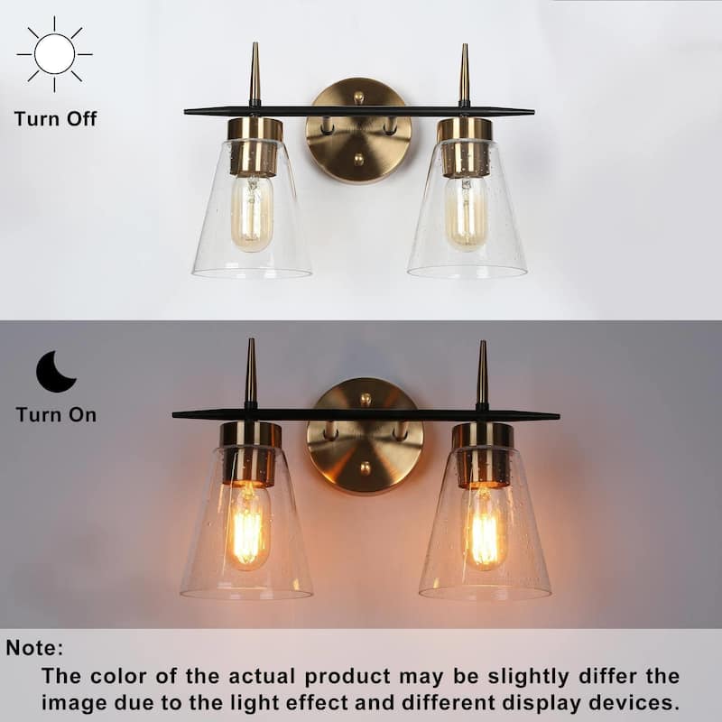 Aditi Modern Industrial 2-Lights Bathroom Vanity Lights Cone Bedroom Wall Sconces - L 14.5" x W 7" x H 10"