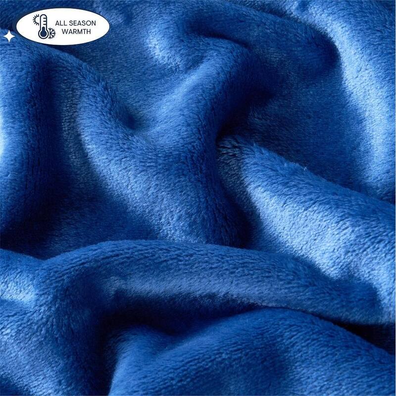 Aeropostale 50"x70" Luxurious Navy Soft Plush Oversized Throw Blanket with Decorative Peace Sign Patch