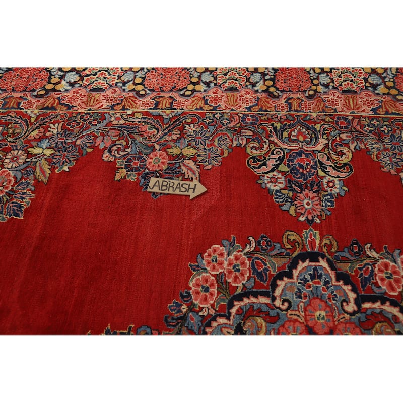 Hand Knotted Oriental 100% Wool Carpet Traditional Floral Red Sarouk Area Rug - 13' 7'' X 10' 7''