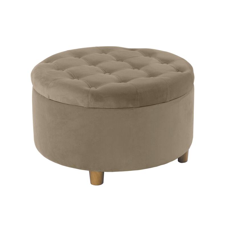 HomePop Button Tufted Round Storage Ottoman