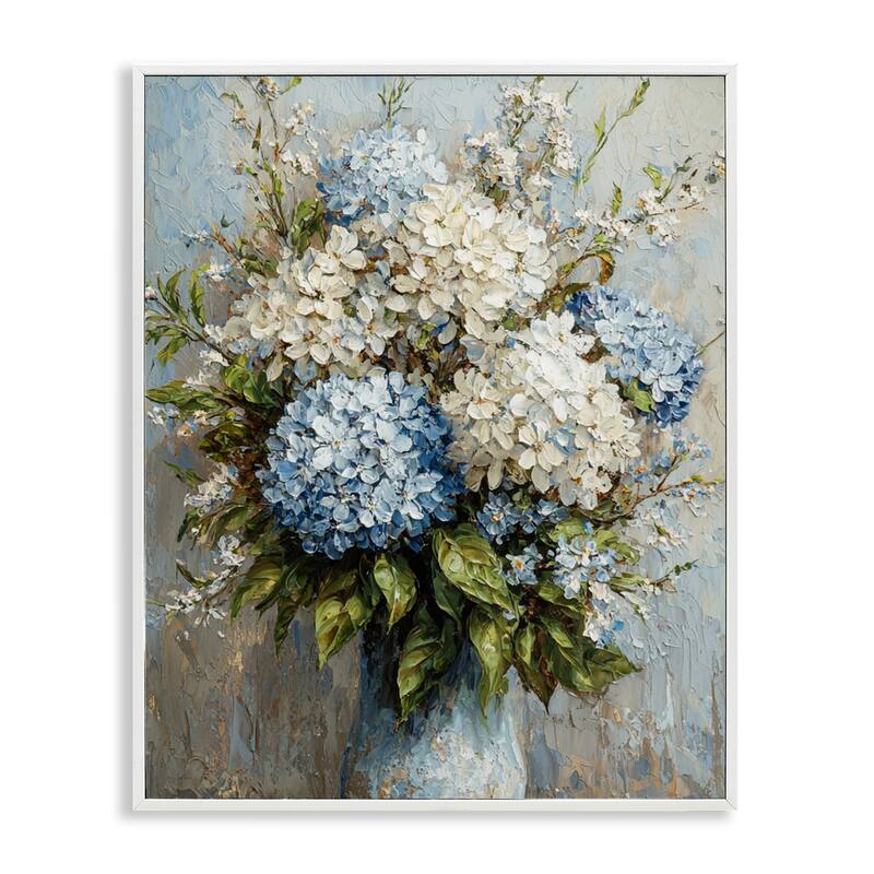 Stupell Muted Classic Hydrangeas Framed Giclee Art Design By Franklyn Gregory - 24 x 30 - White