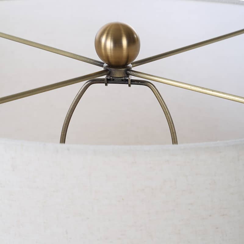 Horizontal Texture Table Lamp with Drum Shade - 34 - Green