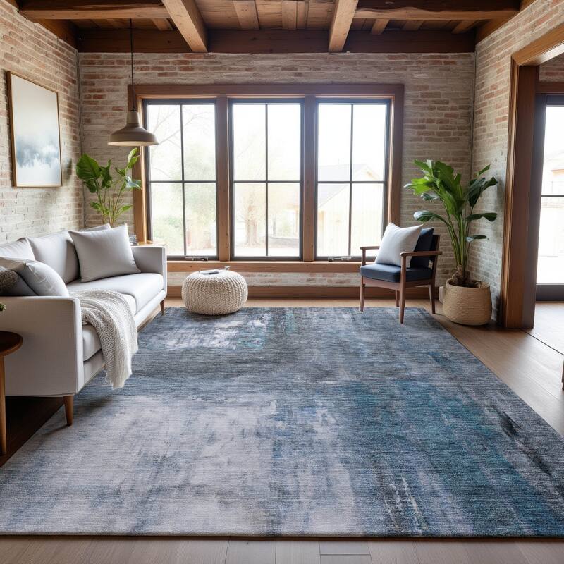 Premium Washable Super Soft Modern Watercolor Mayfield Rug - Blue - 8' x 10'