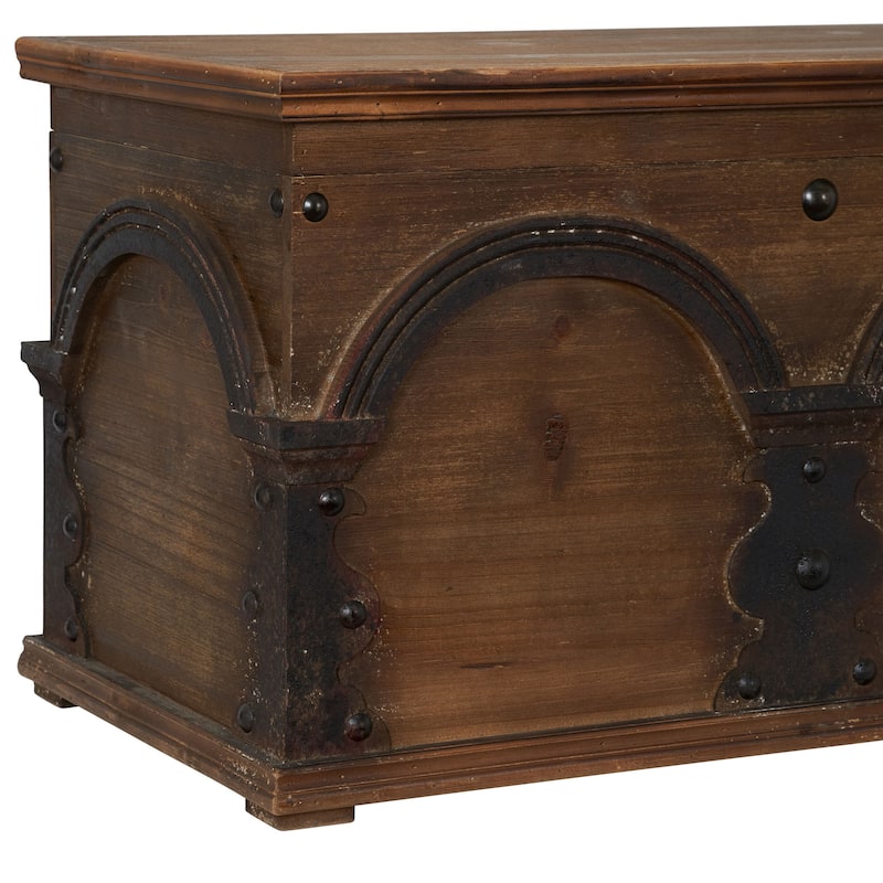 Household Essentials Wooden Arch Storage Trunk with Hinged Lid - 10.3"L x 20.0"W x 11.4"H