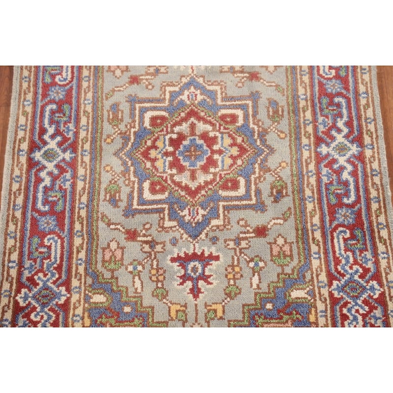 Geometric Heriz Serapi Foyer Rug Hand-Knotted Oriental Wool Carpet - 2'11"x 5'0"
