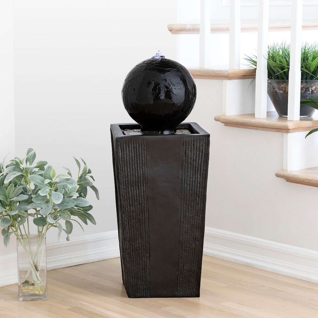Ball on Stand Fountain with LED Lights