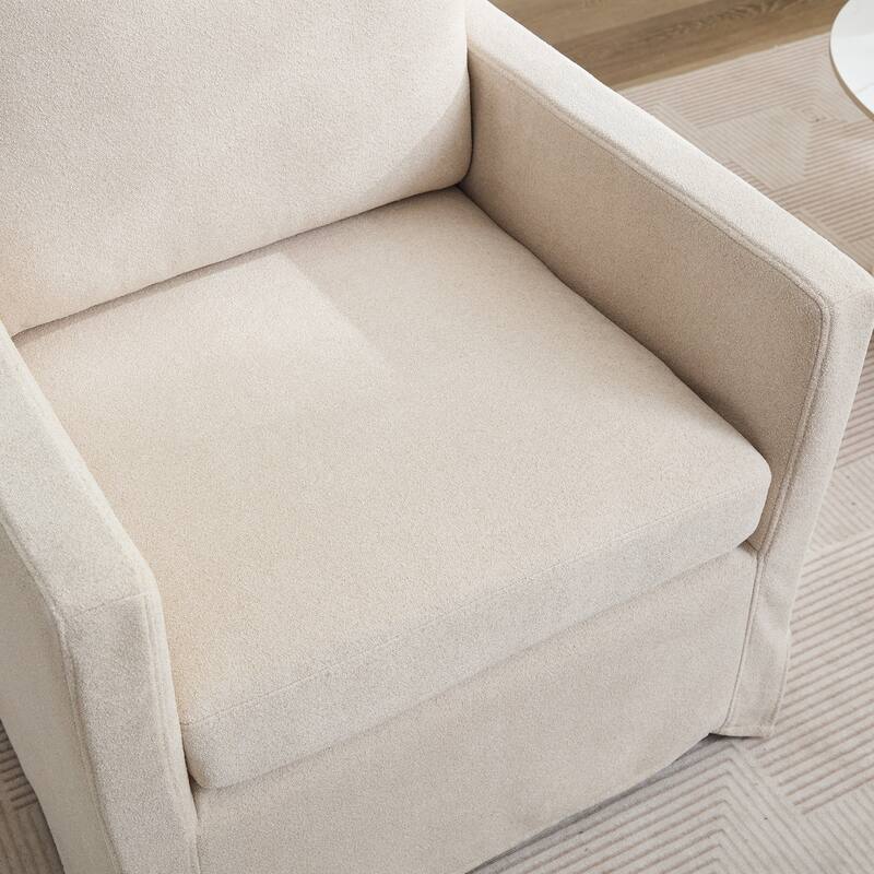 29.92'' Swivel Accent Chair, Upholstered Skirted Swivel Chair with Removable Back Cushion, 360 Degree Comfy Armchair 