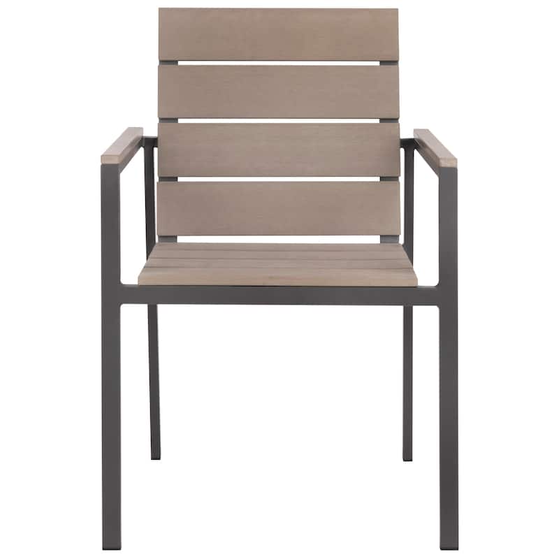 SAFAVIEH Outdoor Kennedi Chair - Taupe (Set of 2) - 23Wx22Dx33H