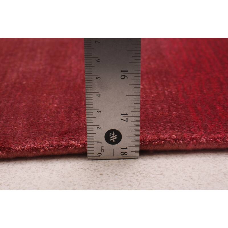 ECARPETGALLERY Hand Loomed Shimmer Red Viscose Rug - 7'11 x 9'9