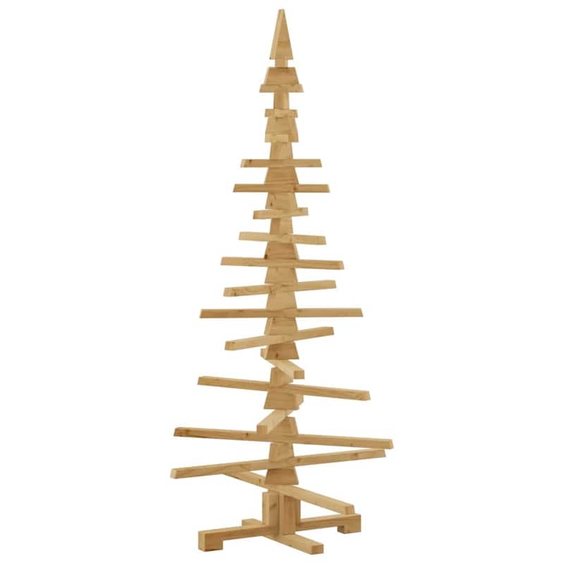 vidaXL Wooden Christmas Tree with Stand Brown Solid pine wood