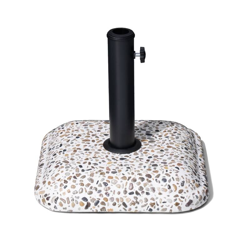 Pellebant Outdoor Patio Square Umbrella Base Concrete-Cobble Finish - N/A