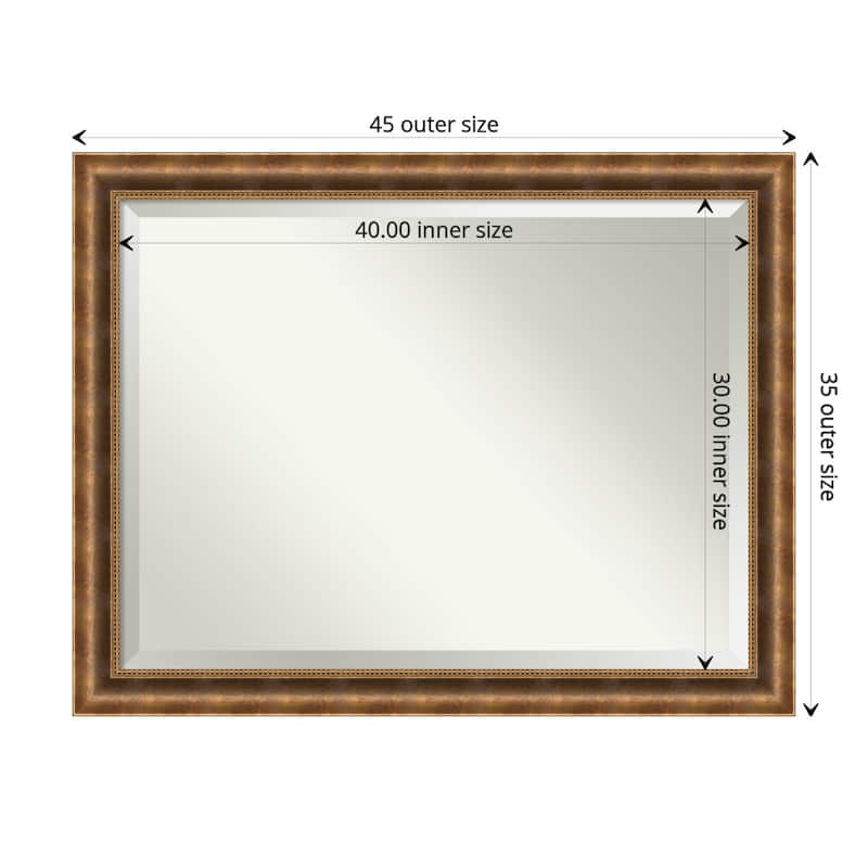 Beveled Wood Bathroom Wall Mirror - Manhattan Bronze Frame - Outer Size: 45 x 35 in