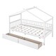 preview thumbnail 27 of 34, Twin Size Wooden House Bed with Two Drawers and Guardrail, Imaginative Sky Roof, Spacious Storage, Solid Pine Construction