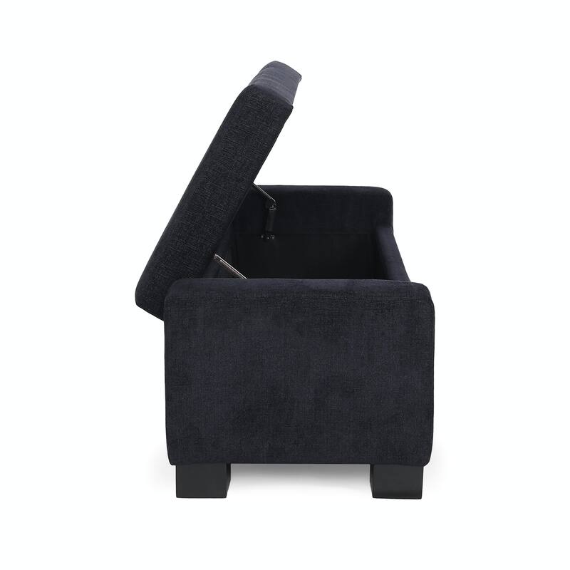 Rectangular Storage Ottoman - 50" Textured Fabric & Wood Base