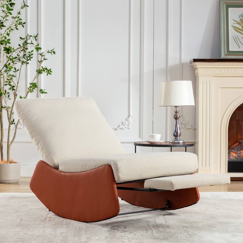 Modern Rocking Chair Recliner Accent Reading Chair - Orange
