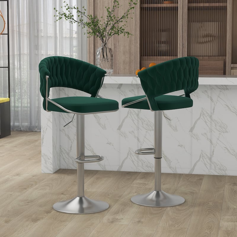 Set of 2 Bar Stool Adjustable Height with Swivel Seat