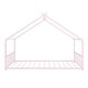 preview thumbnail 9 of 9, Pink Full Size Metal House Bed with Roof, Fence, and Back for Kids