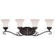 preview thumbnail 1 of 7, Avenant 4-Light 33.5 in. W Venetian Bronze Bathroom Vanity Lighting Fixture, Etched White Glass Shade, Dimmable, Reversible Wall 33.5-in W x 10.5-in H x 6.5-in D - Venetian Bronze