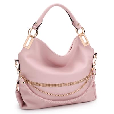Dasein Womens GoldTone Quilted Faux Leather Large Hobo Bag Multi Straps 17in