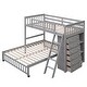 preview thumbnail 15 of 21, Twin Over Full Wooden Bunk Bed with Six Drawers And Flexible Shelves, Bottom Bed with Wheels-White