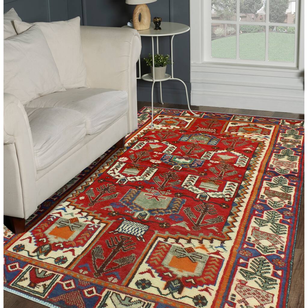 Fine Vintage Bakhtiari Myesha Red/Ivory Rug - 4'8" x 7'4"