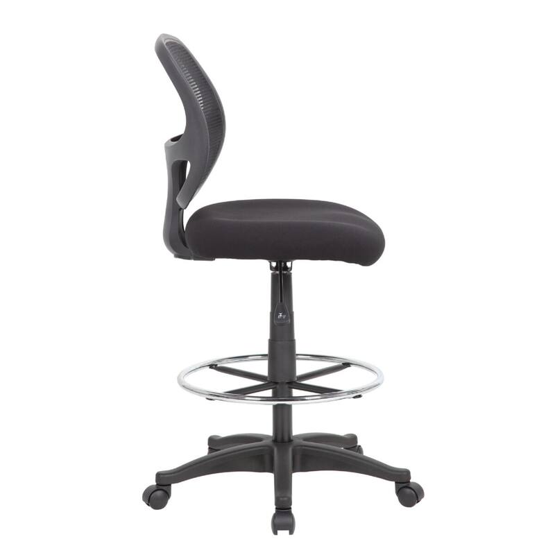 Lem Swivel Office Stool, Chrome Footring, Black Mesh Back, Rolling