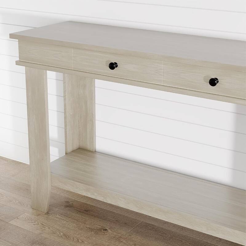 2 Tier Farmhouse Entryway Table, Console Table with 2 Storage Drawers