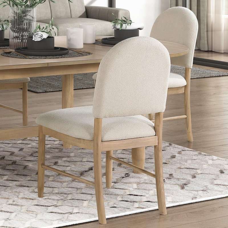 5/7-Piece Classic Luxury Natural Finish Dining Furniture Set with Oval Dining Table and Beige Upholstered Seat Back Chairs