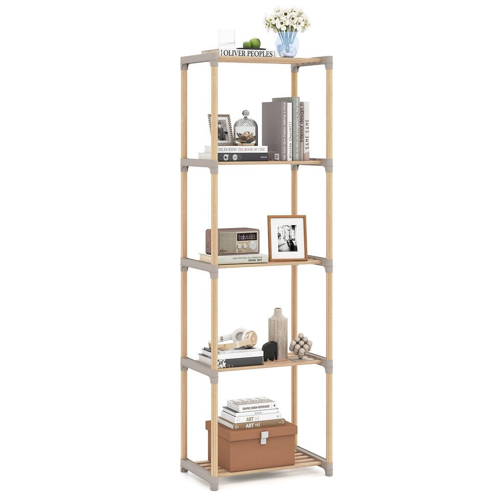 Gymax 5-Tier Bookshelf w/Open Shelves Freestanding Storage Organizer