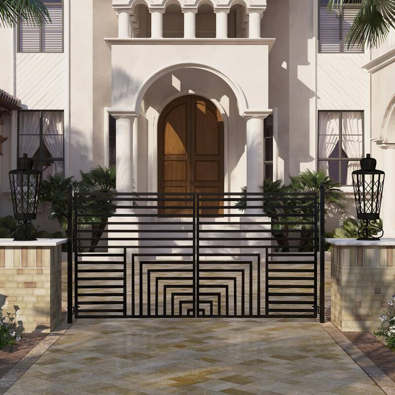 ALEKO Florence Style 16 x 6 feet Steel Dual Swing Driveway Gate with Opener