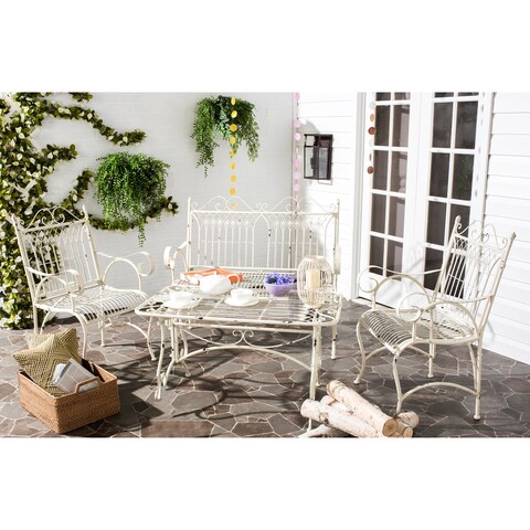 SAFAVIEH Outdoor Living Leah Victorian Scroll Iron 4-Piece Patio Set
