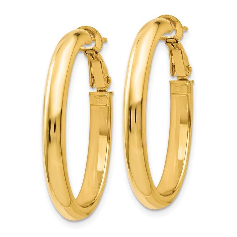 Curata 14k Yellow Gold Hinged Long Polished 30x4.1mm Oval Hoop Earrings