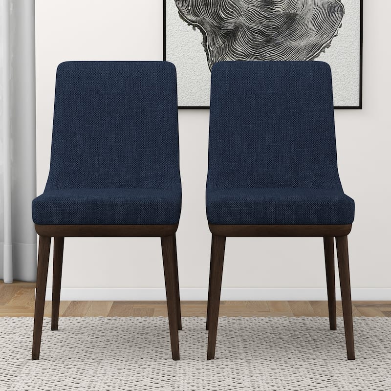 Belladonna Mid-Century Modern Polyester Blend Dining Chair in Blue (Set of 2)