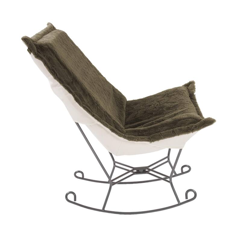Allan Andrews Scroll Puff Rocker with Titanium Frame, Angora Collection
