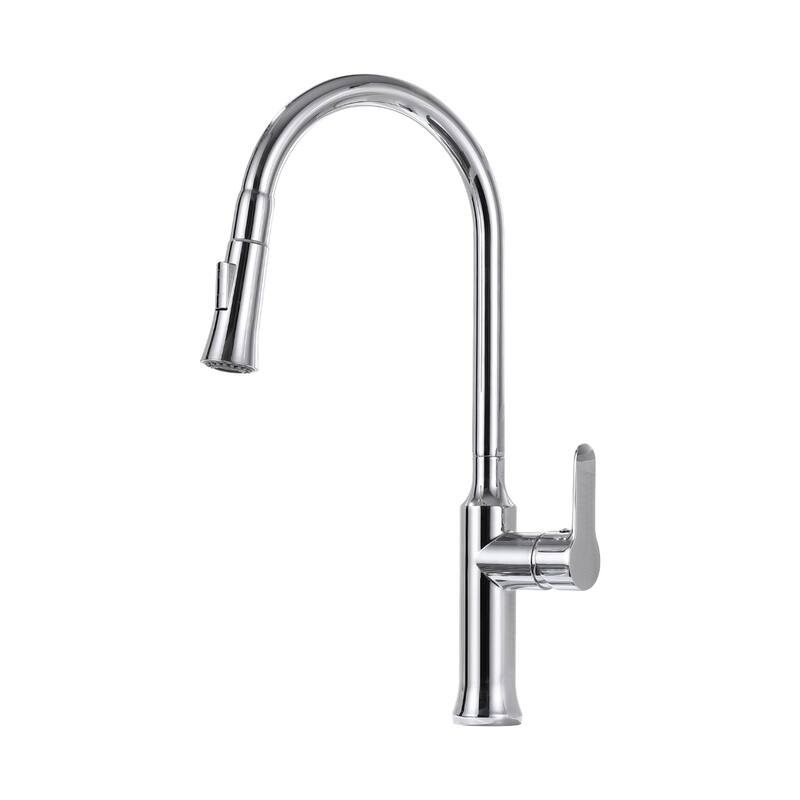 Topcraft High-arc Stainless Steel kitchen Sink Faucet - Chrome/Clear