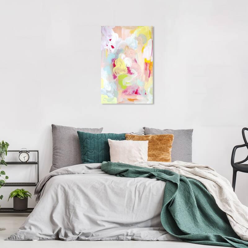 Wynwood Studio Abstract Flowers at Sunset Pink and Modern & Contemporary Wall Art Canvas Print - 24 x 16