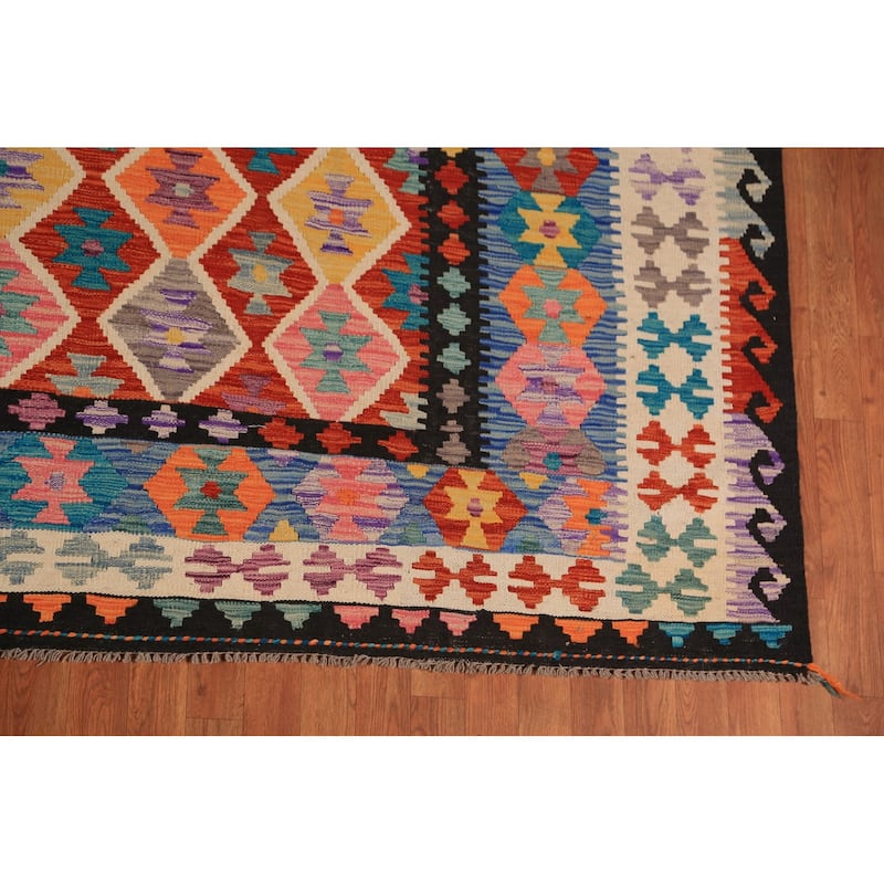 Palace Size Trellis Kilim Oriental Rug Flatweave Wool Carpet - 10'0"x 15'7"