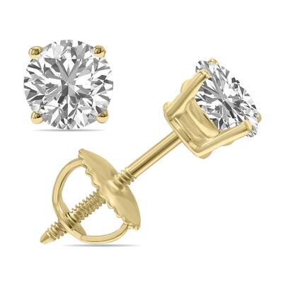 Marquee Lab Grown 1.50 Carat Total Weight Diamond Solitaire Earrings in 14K Yellow Gold