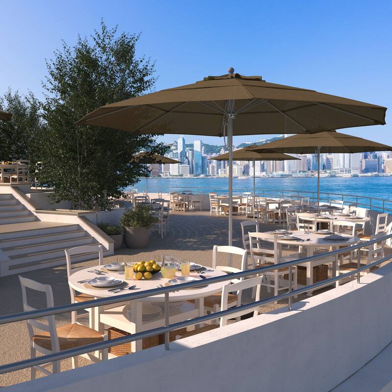 California Umbrella 11' Venture Series Patio Umbrella, Silver Aluminum Pole Fiberglass Ribs Pulley Lift Sunbrella