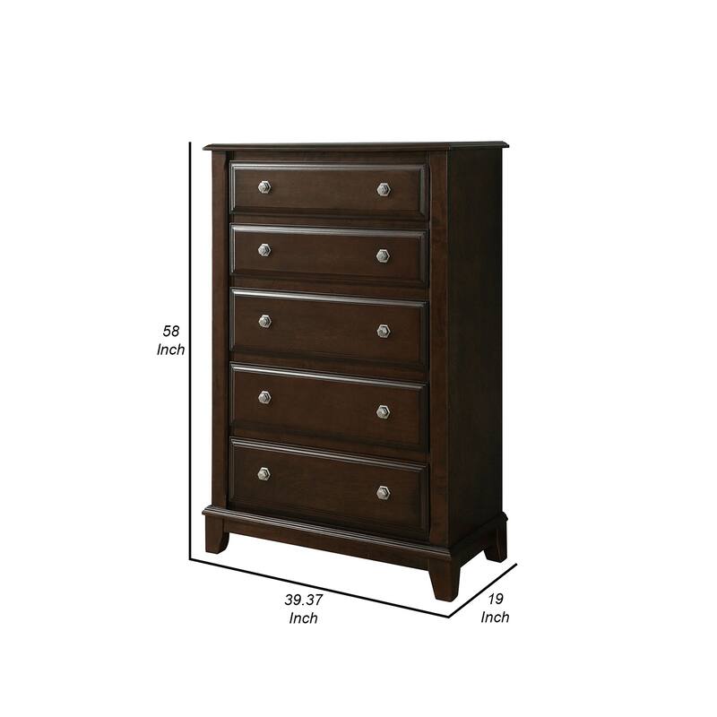 Roomy Transitional Style Wooden Chest, Brown Cherry