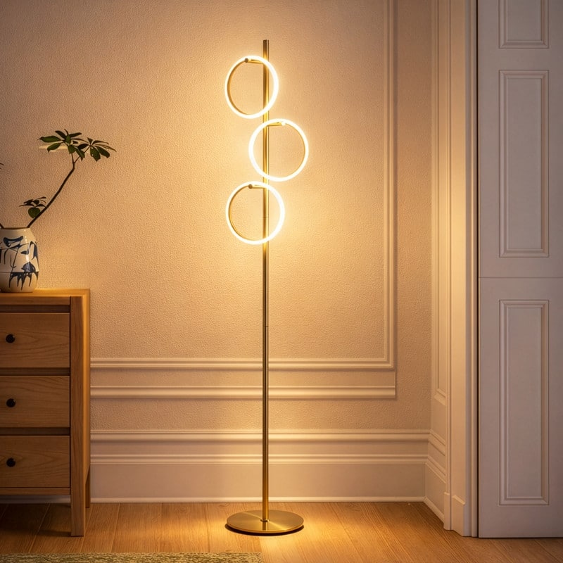 Brightech Saturn 66 in. Industrial 3-Light 3-Way Dimming LED Floor Lamp with 3 Replaceable LED Rings